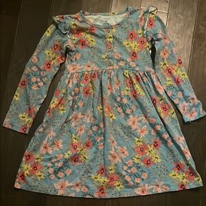 Floral Long Sleeve Kids Dress